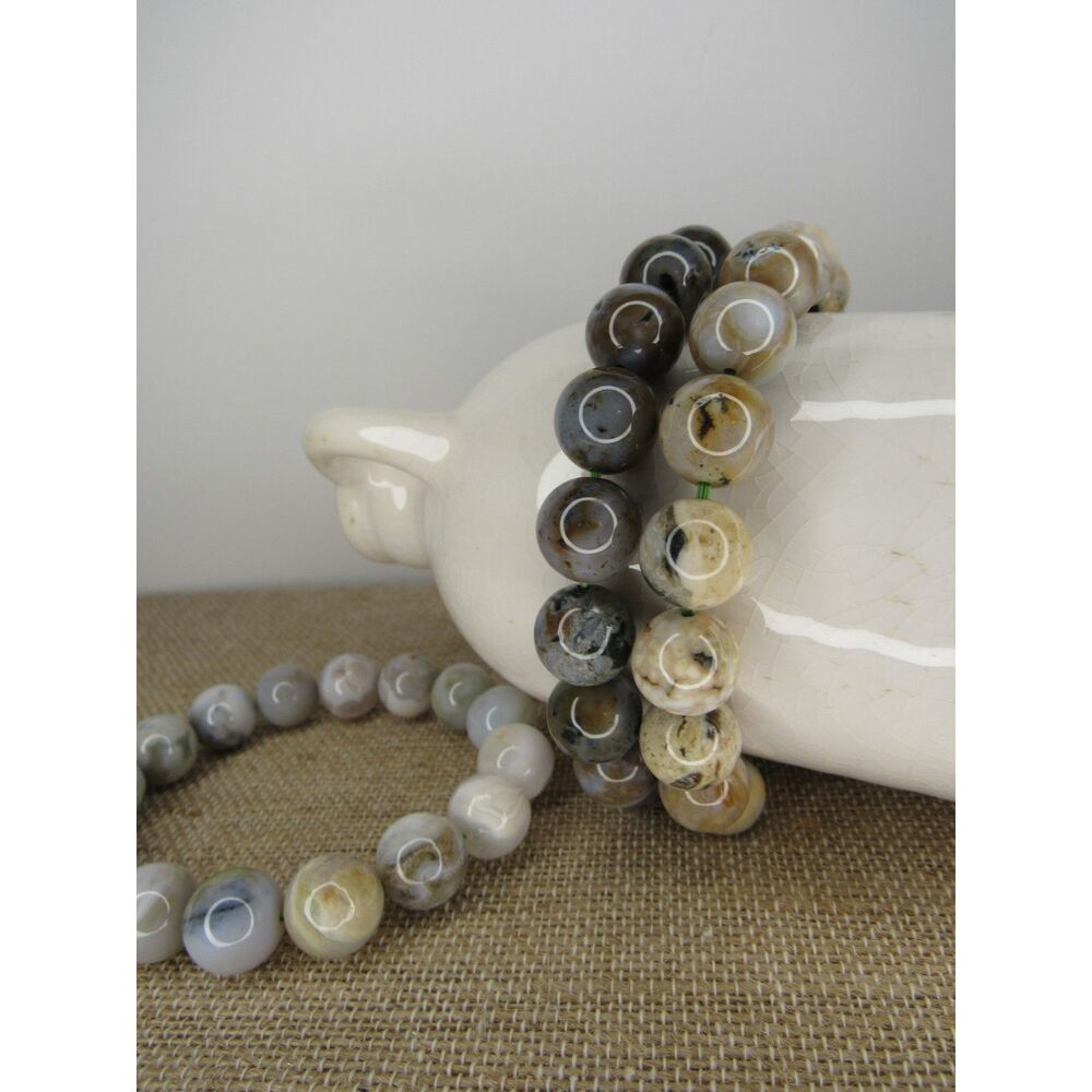 Multi Agate Bead Bracelet 12mm